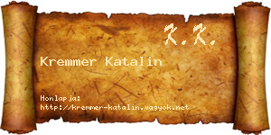 Kremmer Katalin névjegykártya